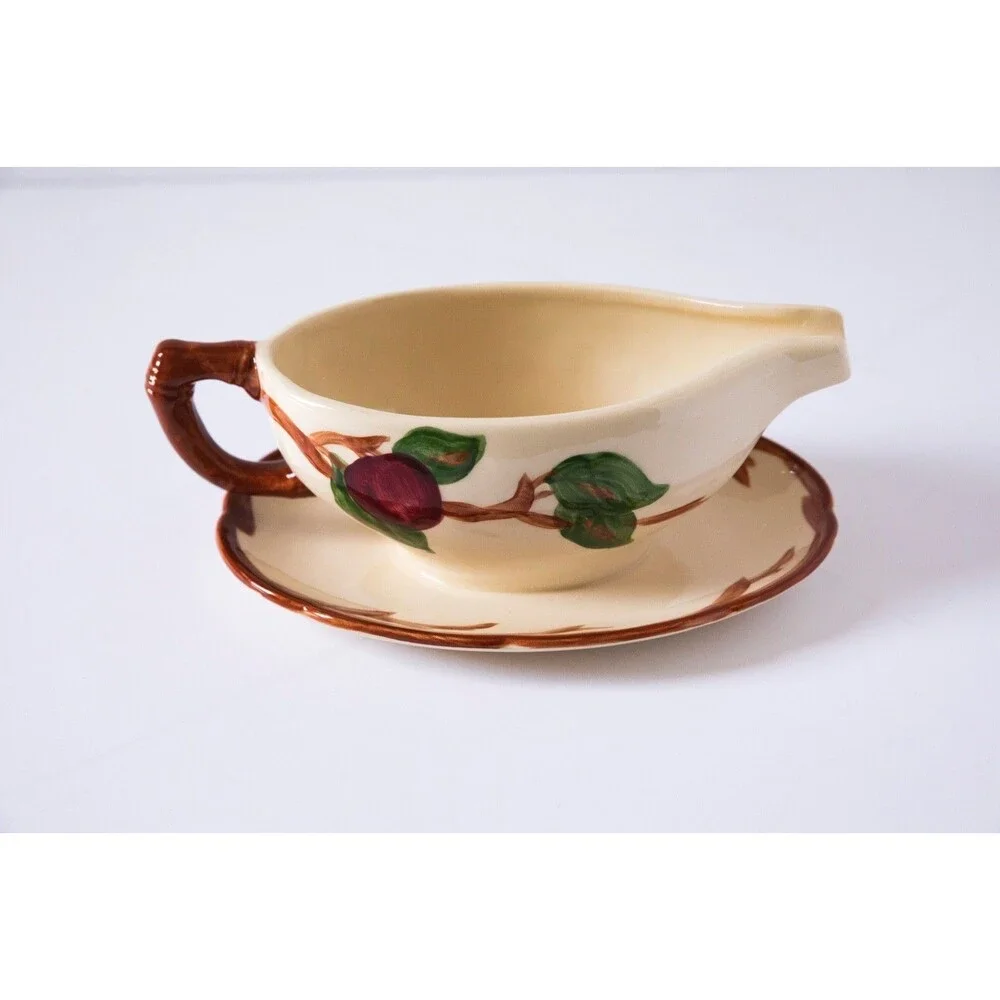 Vintage Franciscan Apple Gravy Boat with Attached Underplate USA circa 1966 TV